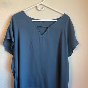 Women's Blue V-Neck Top